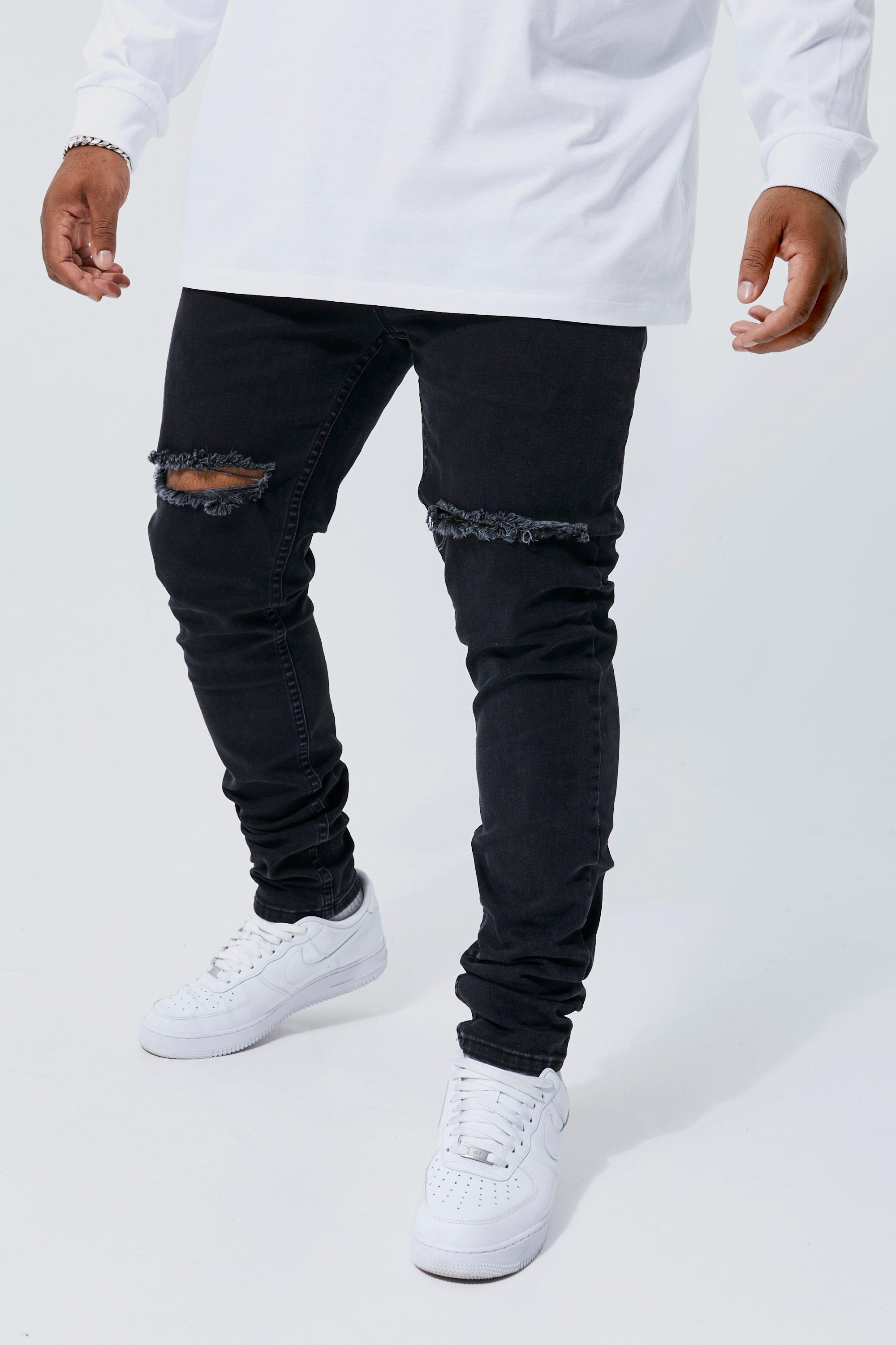 Open knee best sale black jeans